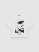 %Pto% Camiseta print gráfica algodón blanco vista frontal
