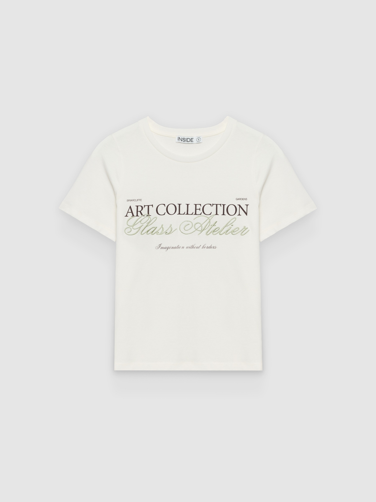 %Pto% Camiseta texto algodão off white vista frontal