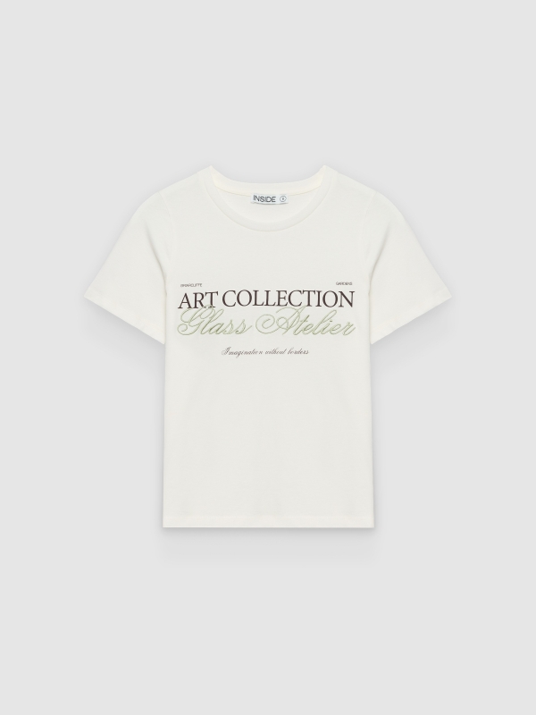  Camiseta texto algodão off white vista frontal