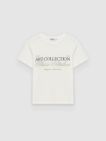 %Pto% Camiseta texto algodón blanco roto vista frontal