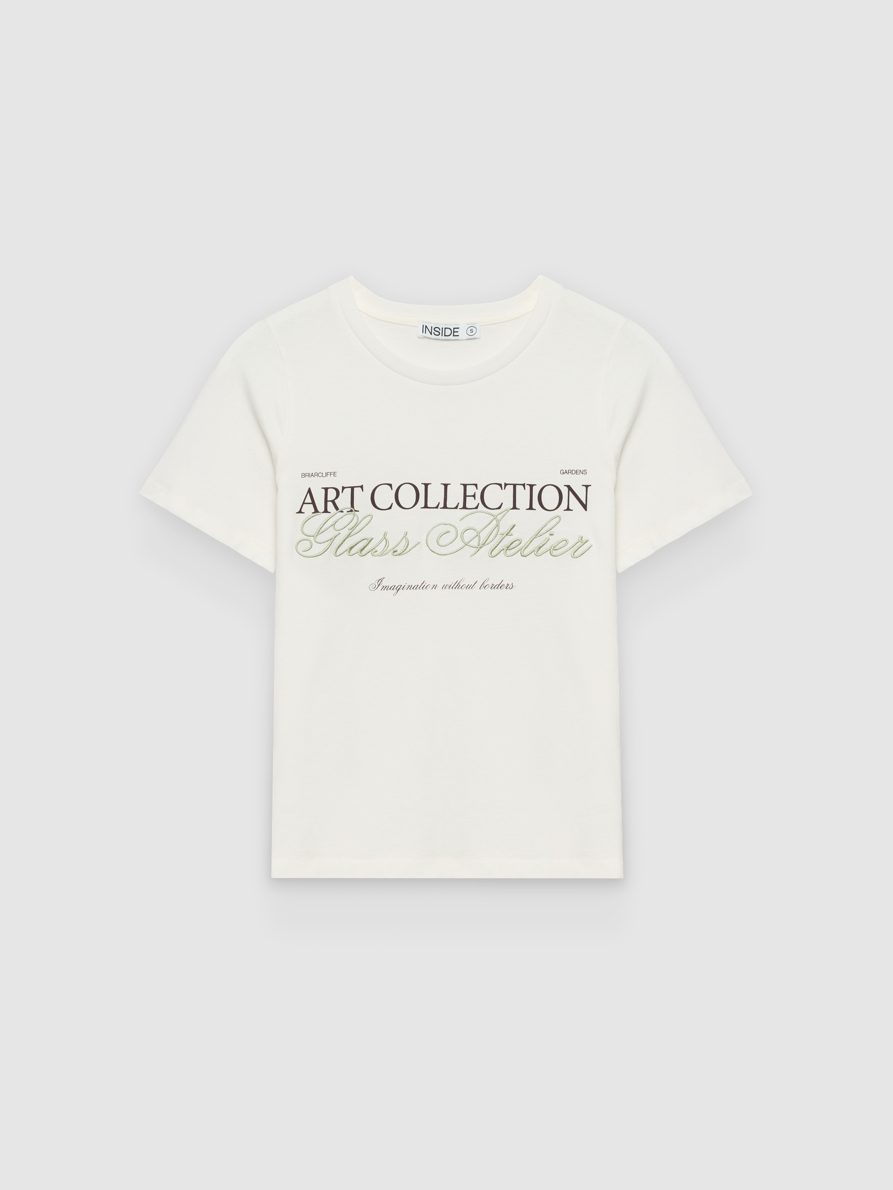 %Pto% Camiseta texto algodão off white vista frontal