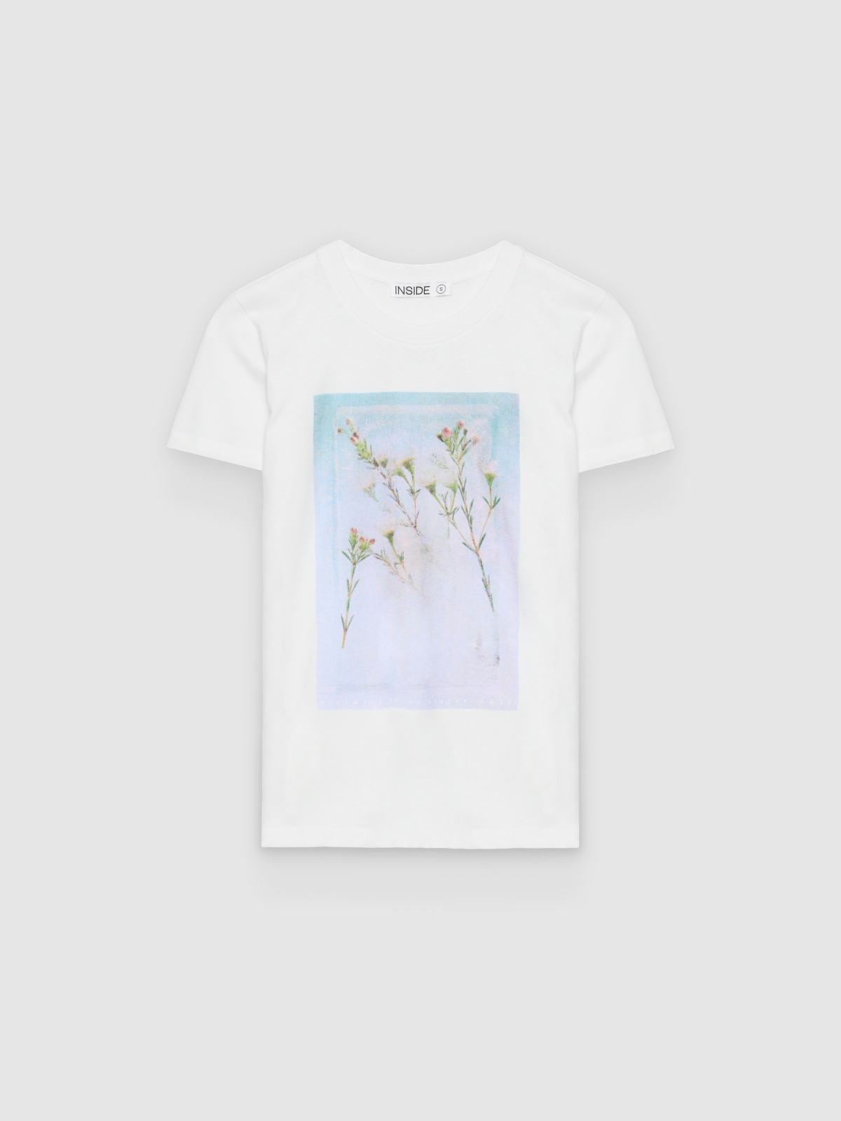 %Pto% Camiseta estampada floral regular fit branco vista frontal