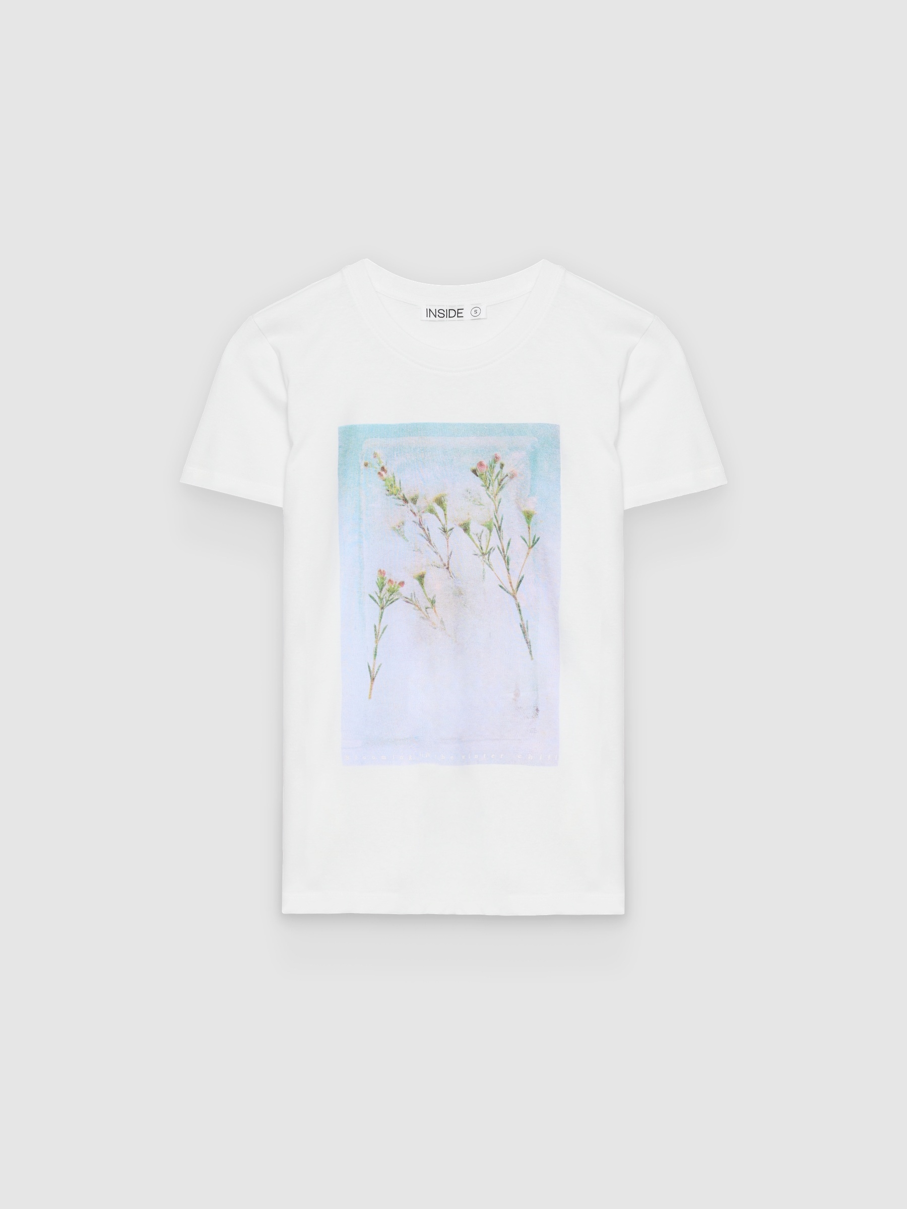 %Pto% Camiseta estampada floral regular fit branco vista frontal