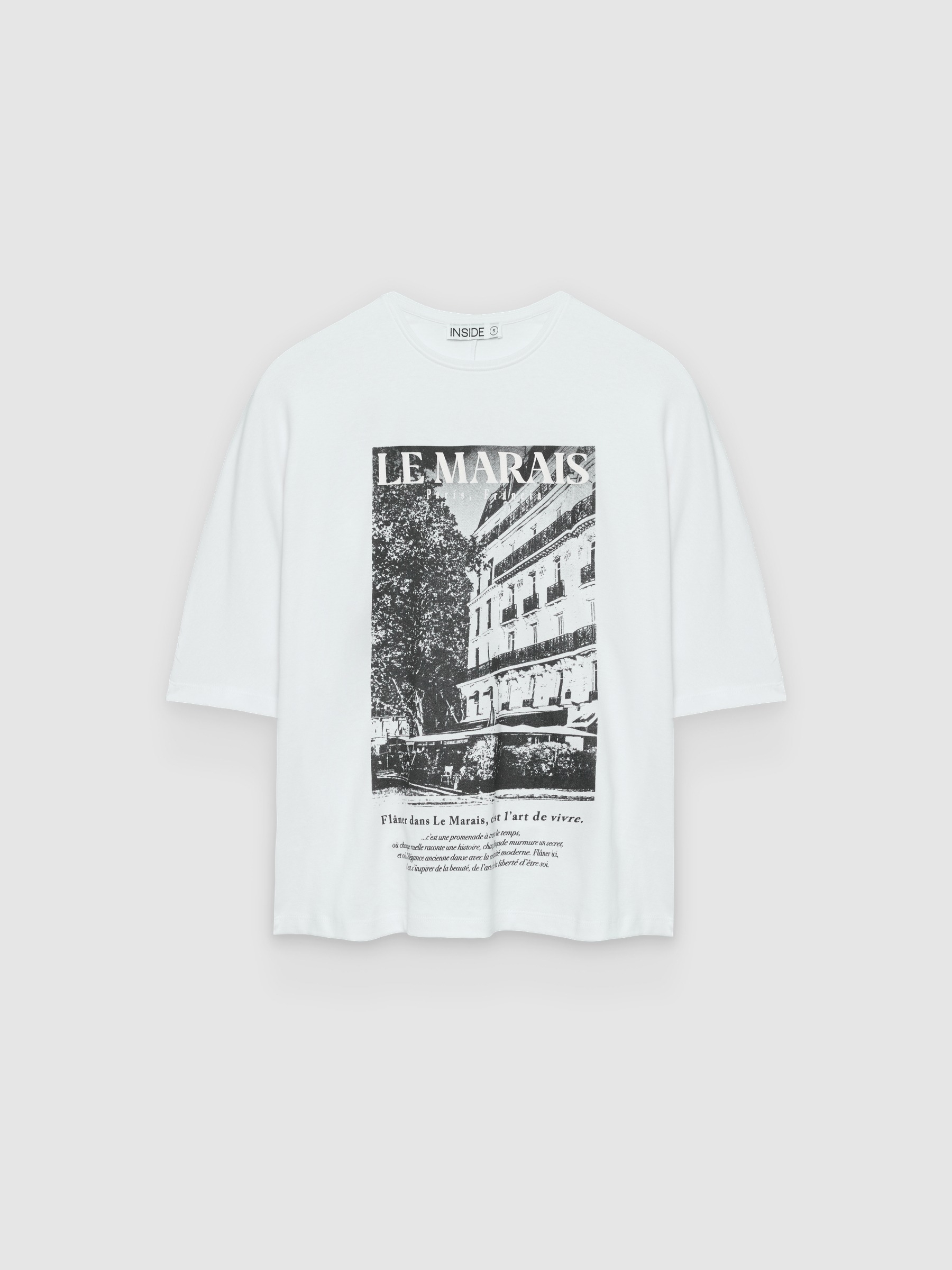 %Pto% Camiseta oversized Le Marais branco vista frontal