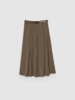 %Pto% Falda midi evasé viscosa lisa taupe vista frontal