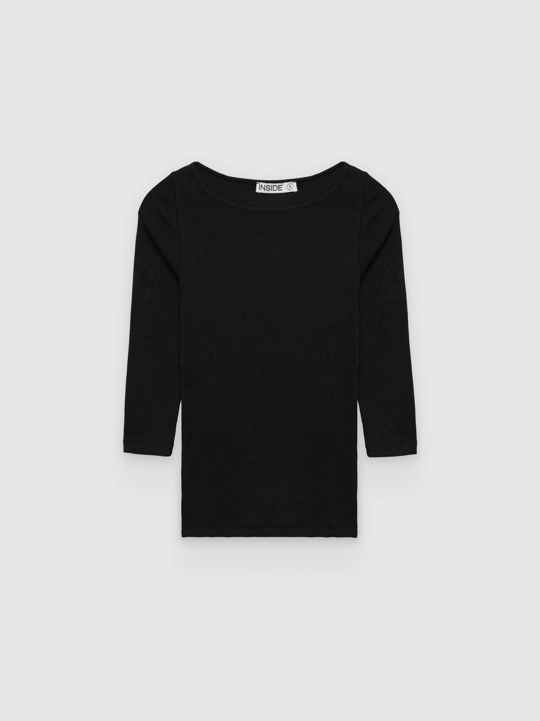  Ribbed boat-neck T-shirt black front view