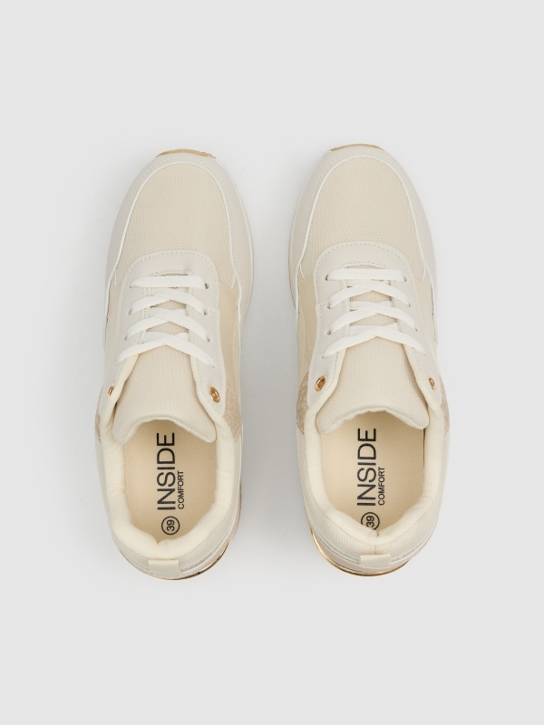 Sporty beige nylon wedge combined raw zenithal view