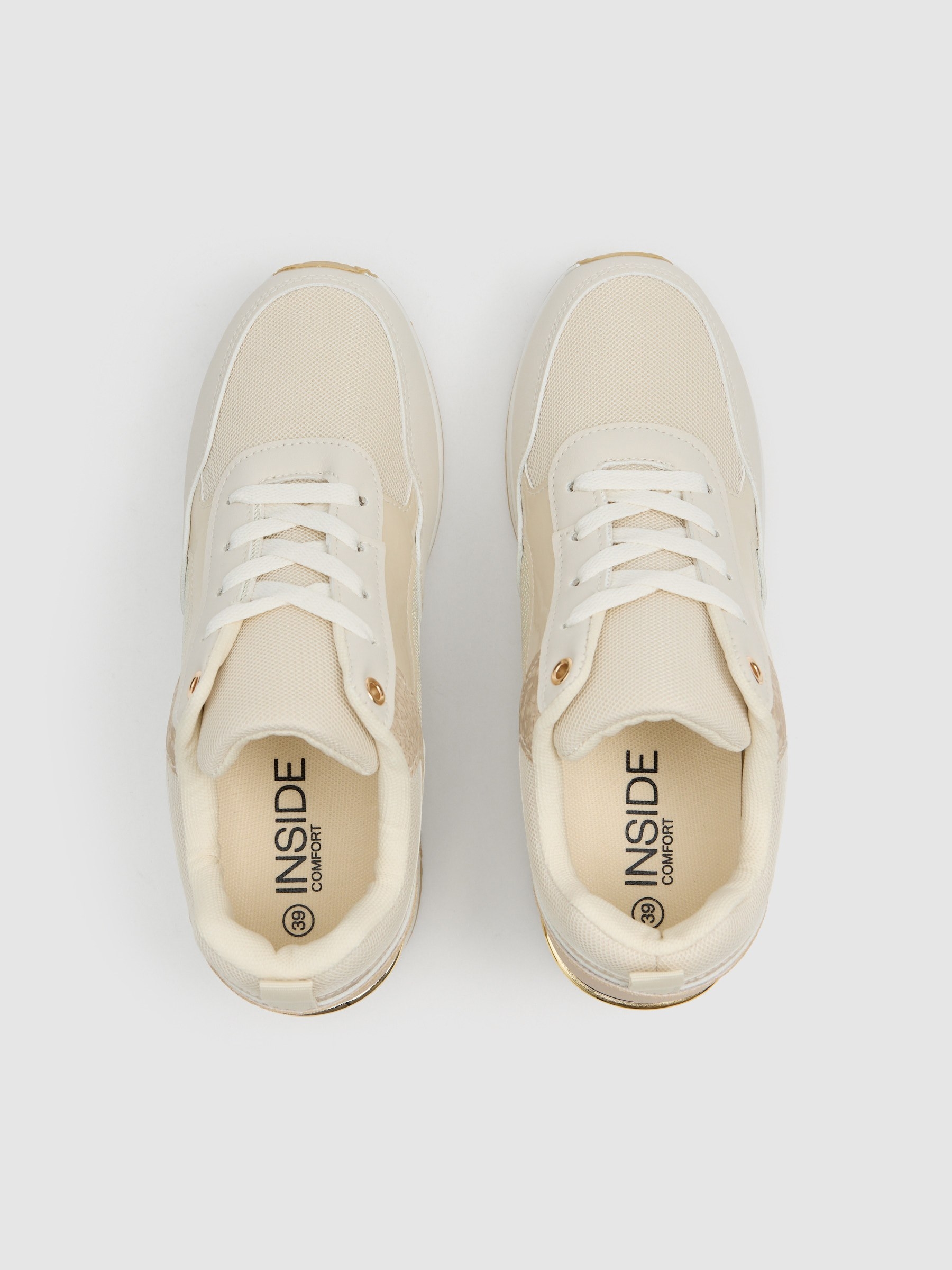Sporty beige nylon wedge combined raw