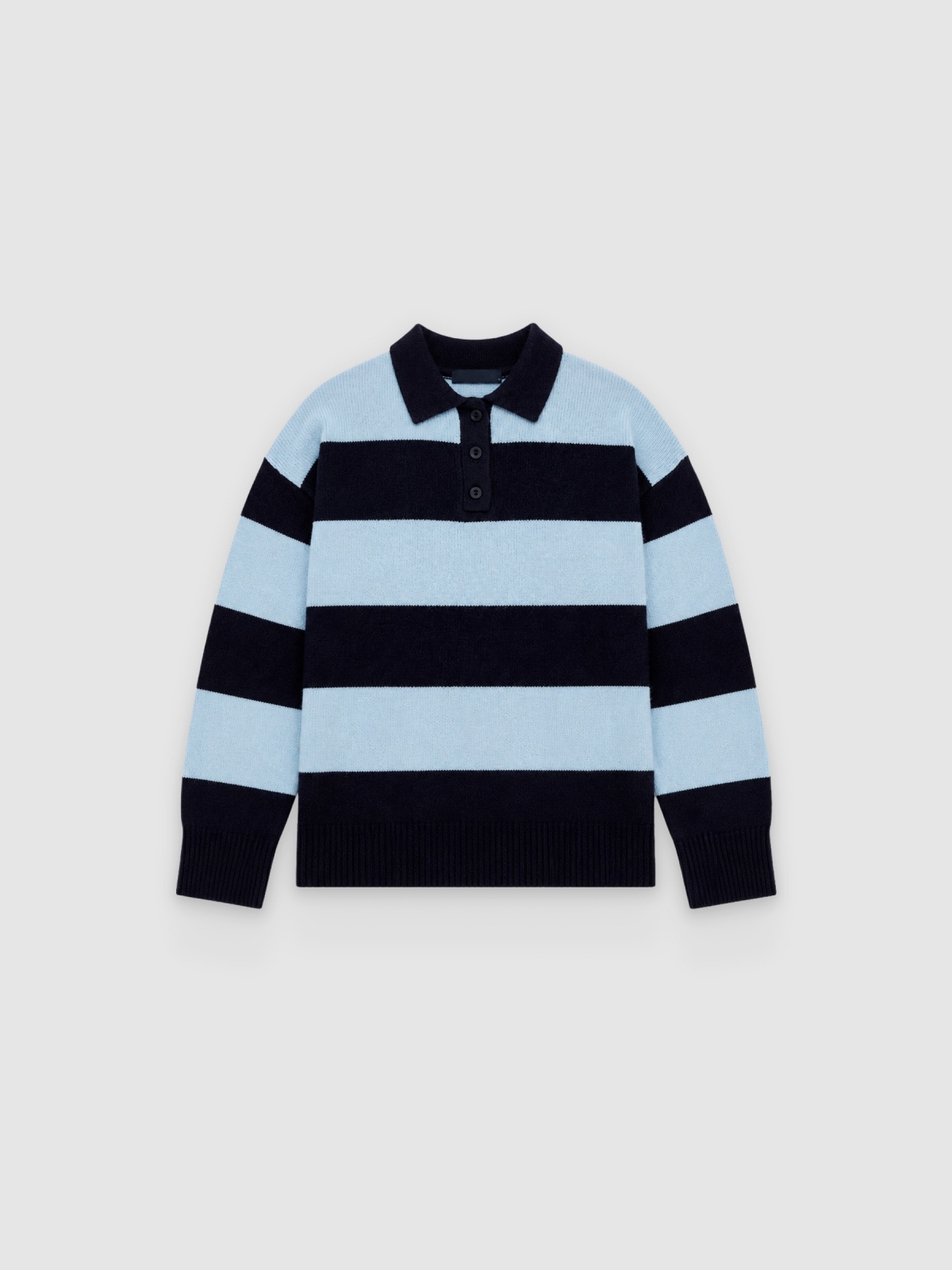 %Pto% Suéter de malha polo oversized listrado multicolorido vista frontal