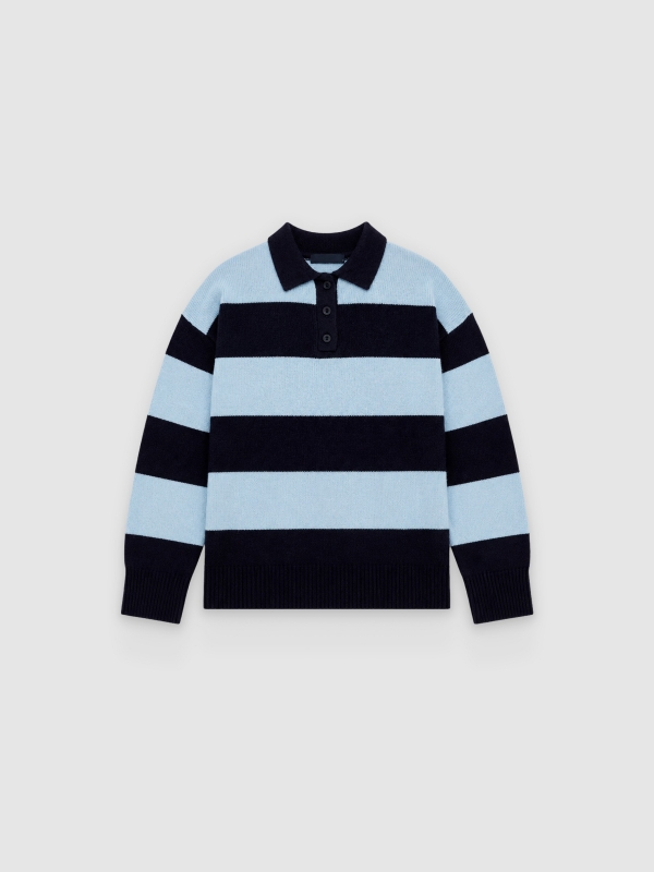  Suéter de malha polo oversized listrado multicolorido vista frontal