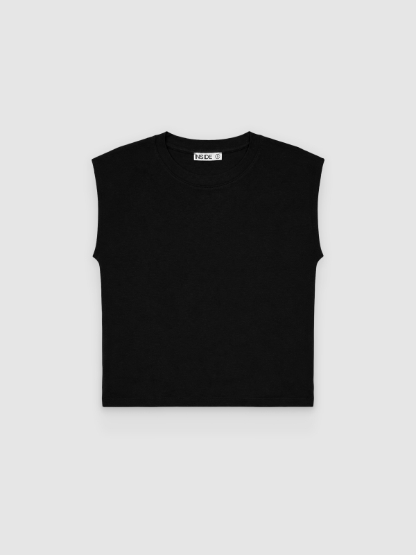  Basic sleeveless modal T-shirt black front view