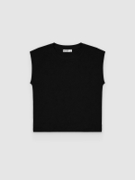 %Pto% Camiseta básica de modal sem mangas preto vista frontal