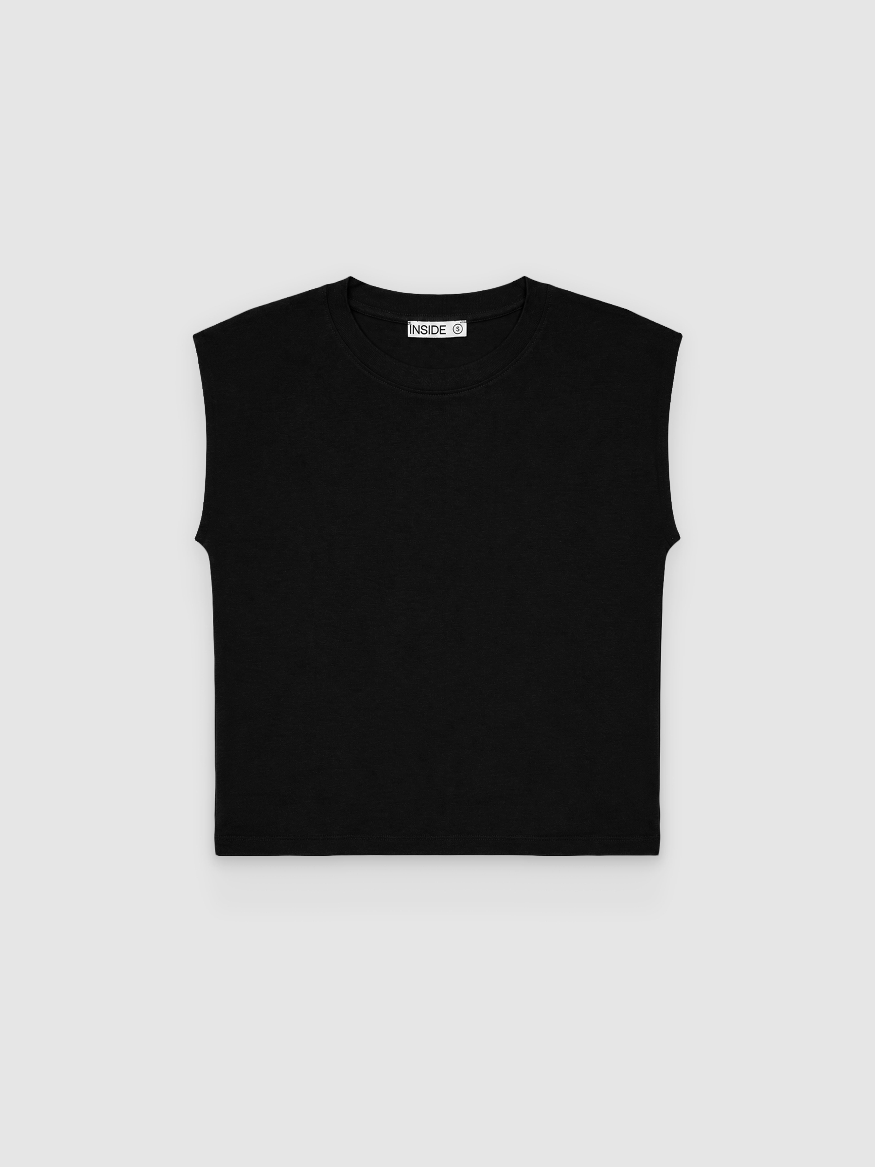 Basic sleeveless modal T-shirt black middle front view