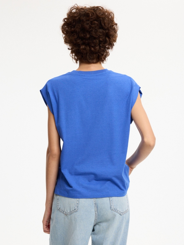 Basic sleeveless modal T-shirt electric blue middle back view
