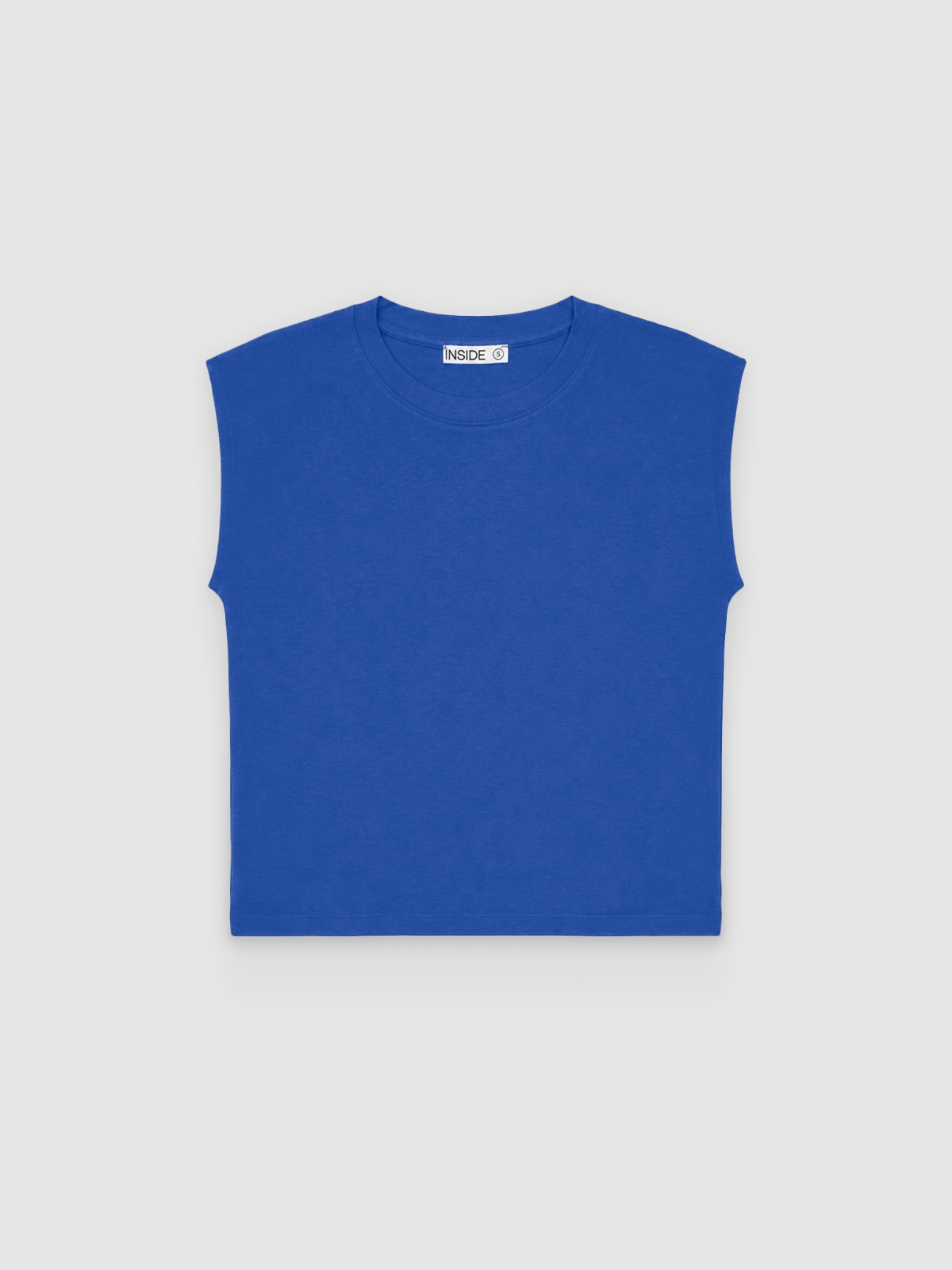%Pto% Basic sleeveless modal T-shirt electric blue front view