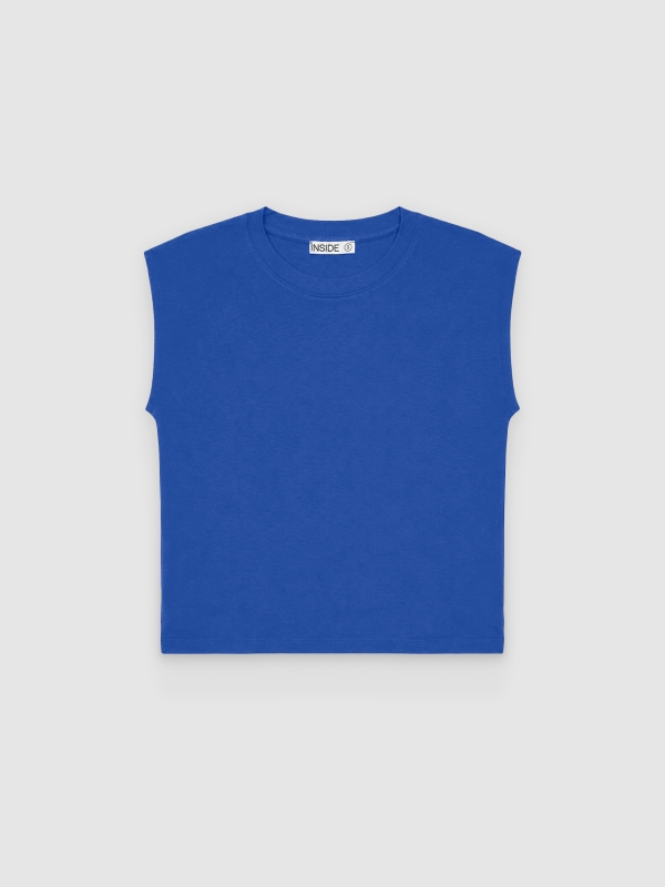  Camiseta básica de modal sem mangas azul eléctrico vista frontal