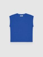 %Pto% Basic sleeveless modal T-shirt electric blue front view