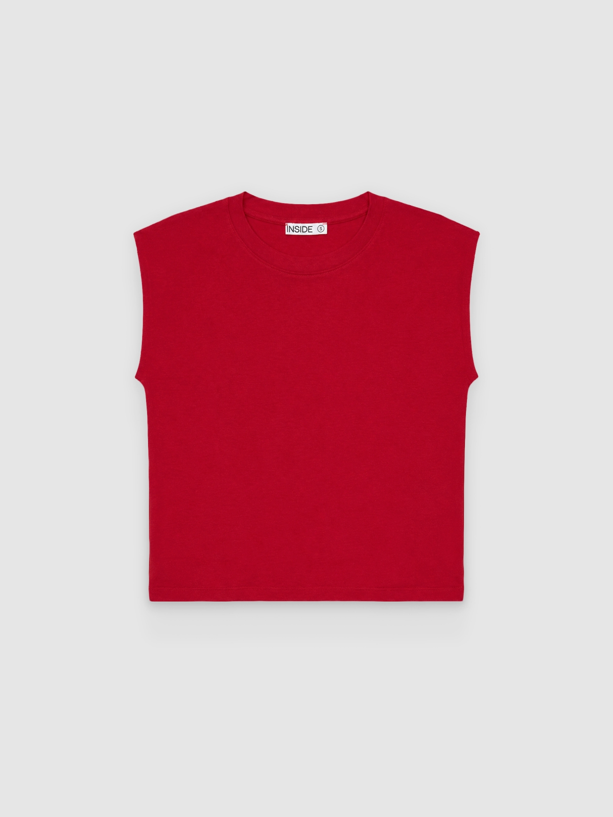 %Pto% Camiseta básica de modal sem mangas carmim vista frontal
