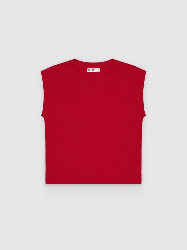  Camiseta básica modal sin mangas carmín vista frontal