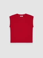 %Pto% Camiseta básica de modal sem mangas carmim vista frontal
