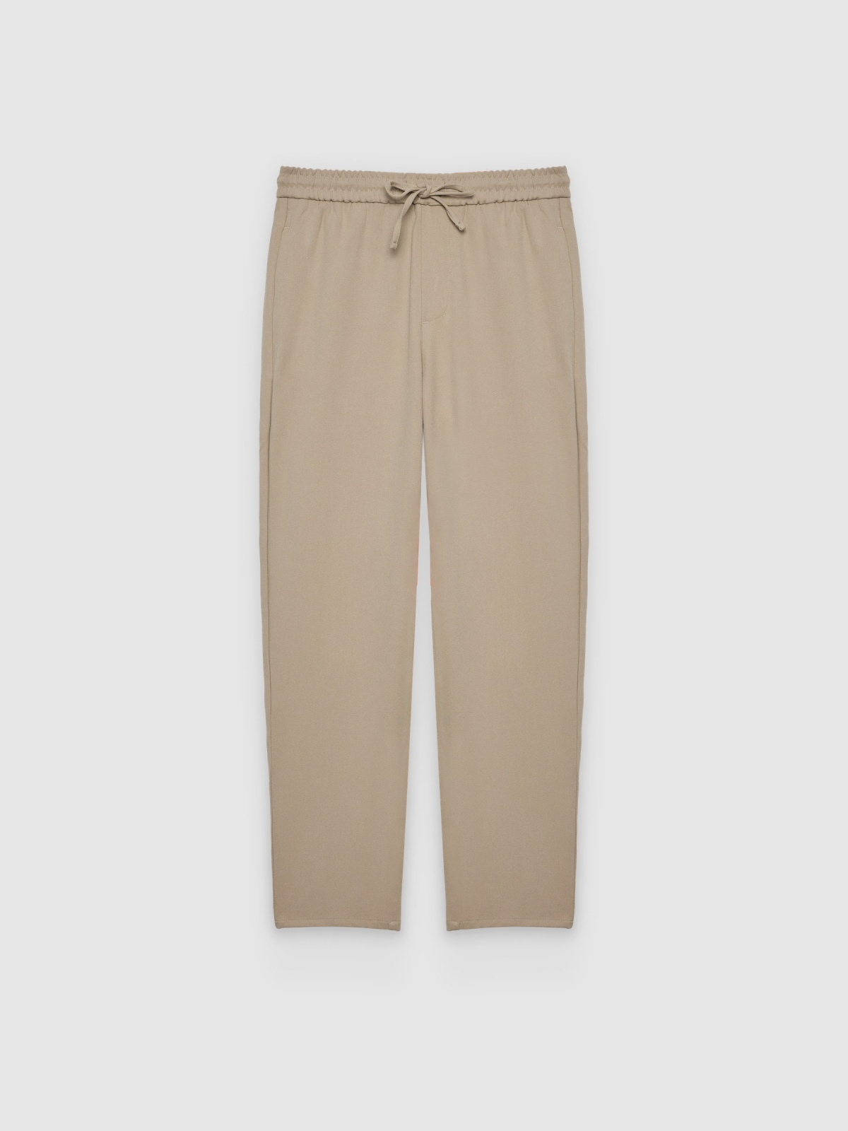 %Pto% Calça jogger regular cintura alta bege vista frontal