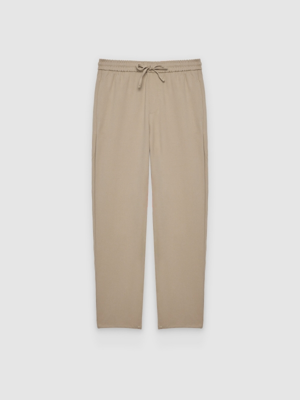  Pantalón jogger regular tiro alto beige vista frontal