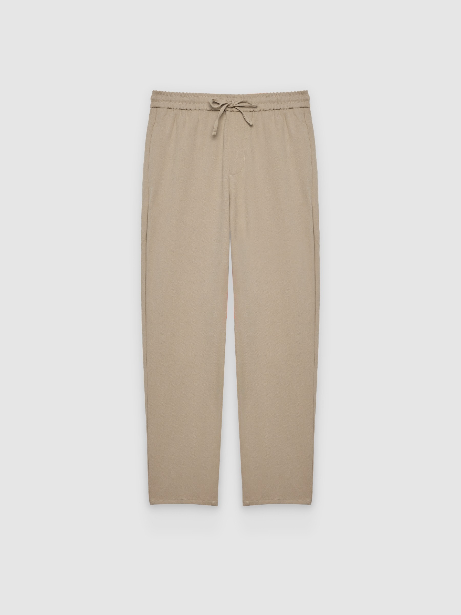 %Pto% Pantalón jogger regular tiro alto beige vista frontal