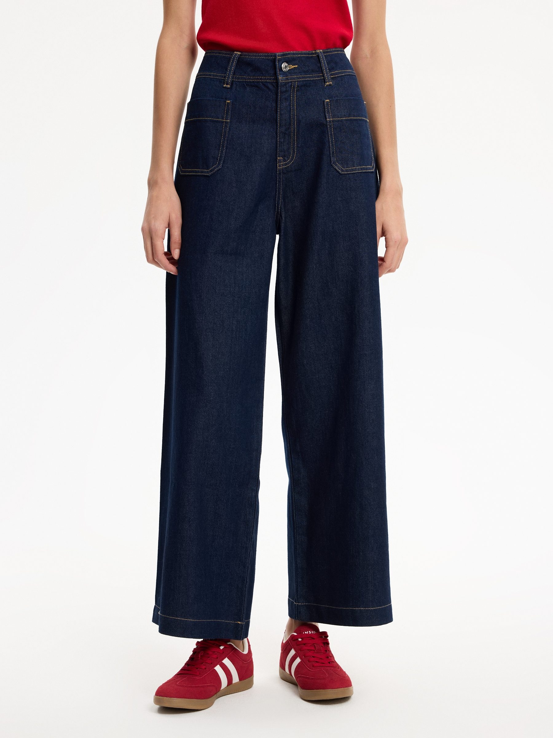 Jeans oscuros wide leg multibolsillos azul oscuro vista general frontal