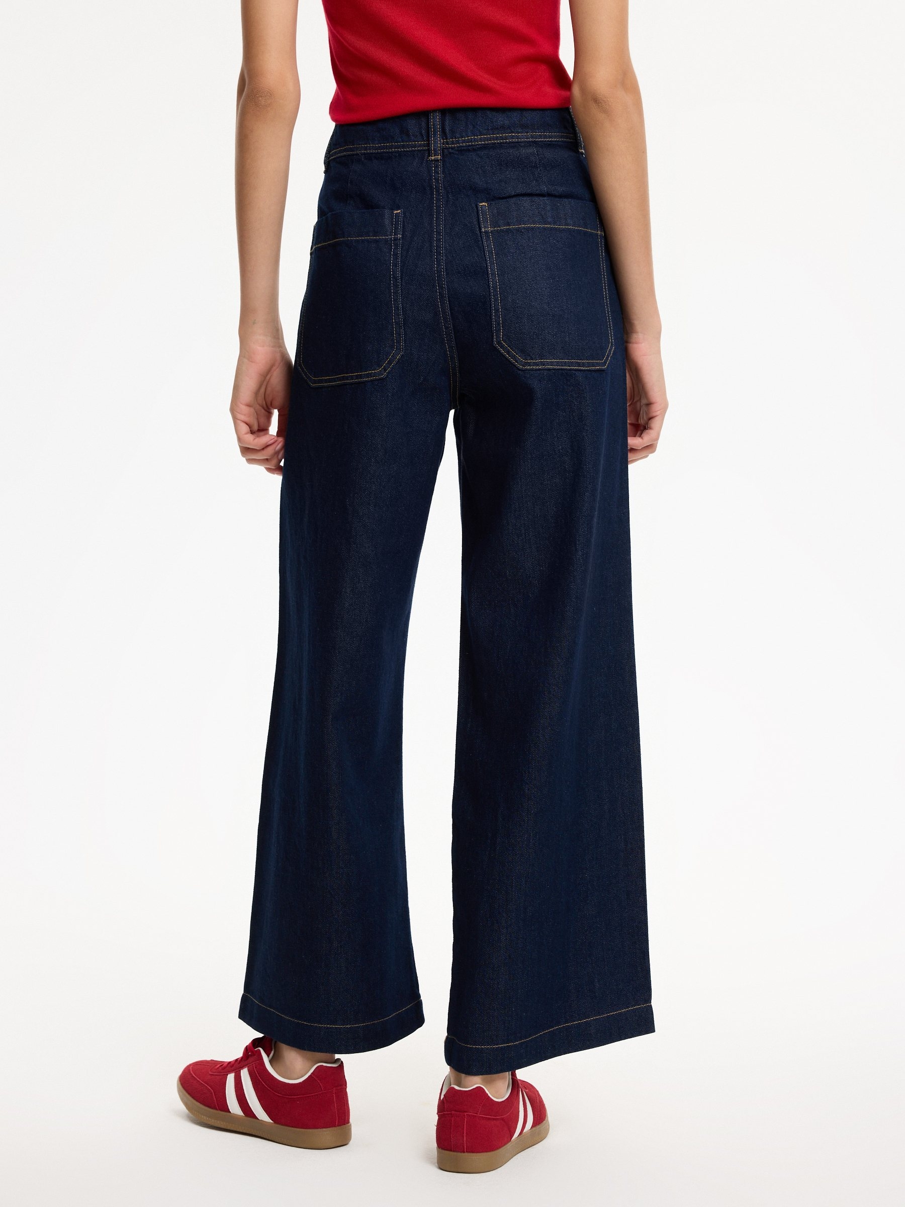 Jeans oscuros wide leg multibolsillos azul oscuro vista general frontal