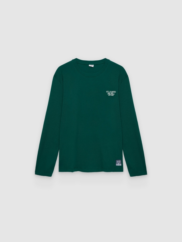  Camiseta bordada verde manga larga verde oscuro vista frontal