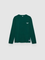 %Pto% Camiseta bordada verde manga larga verde oscuro vista frontal