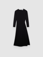 %Pto% Midi dress with ruching black front view