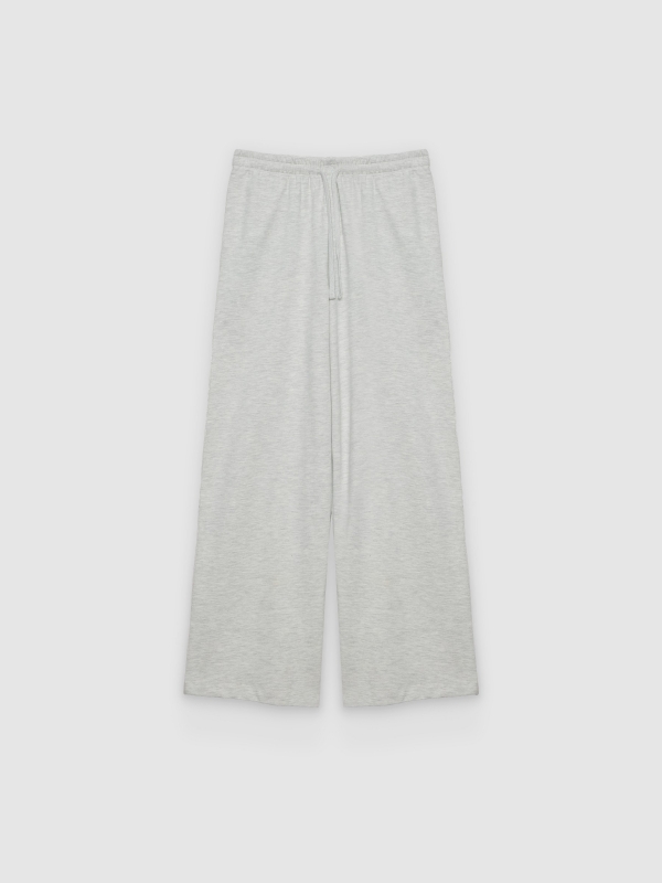  Calça de moletom felpuda lisa de cintura alta melange claro vista frontal