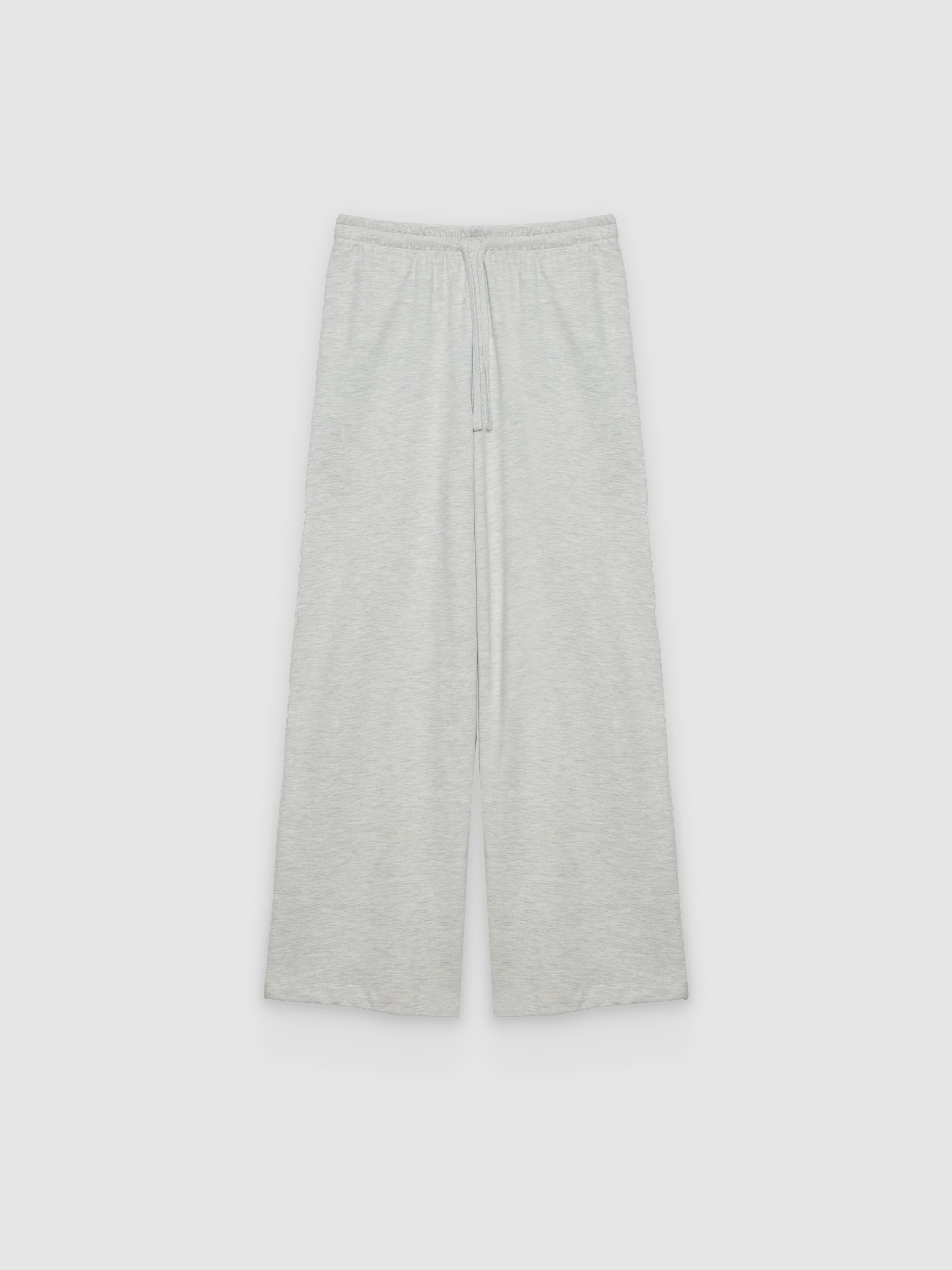  Plain high-waisted fleece sweatpants light melange front view