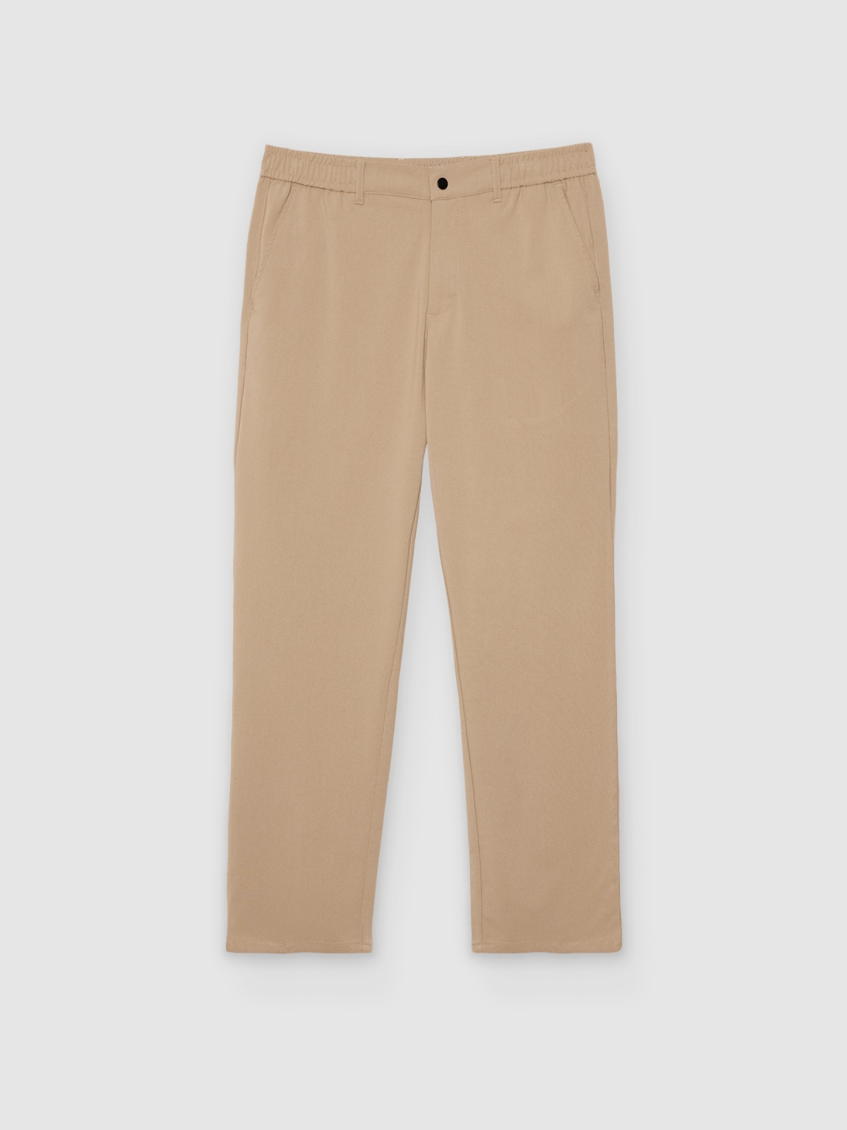 %Pto% Calça chino de cintura alta slim bege vista frontal
