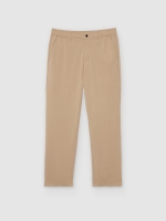 %Pto% Slim high-waisted chino pants beige front view