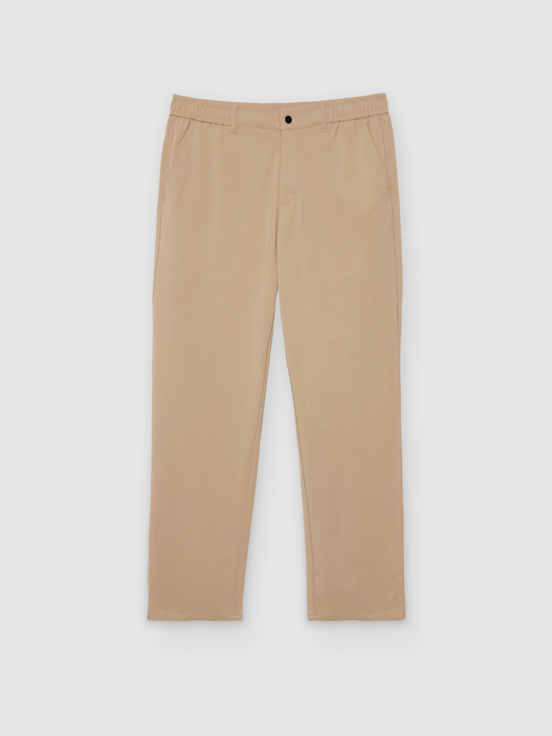  Calça chino de cintura alta slim bege vista frontal