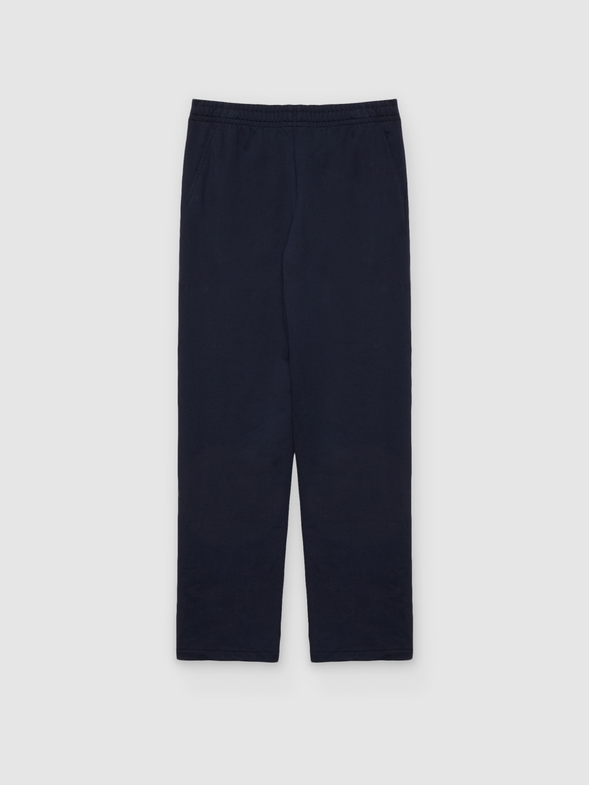 %Pto% High-rise regular fleece joggers navy front view