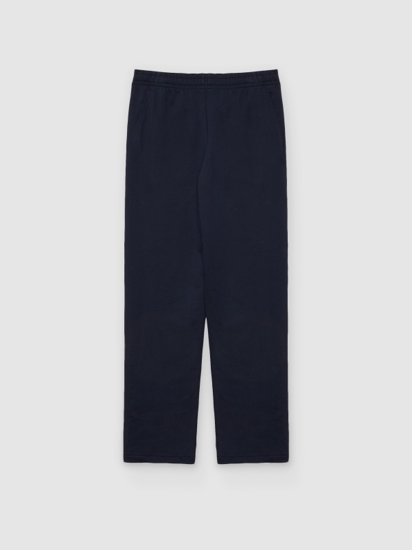  High-rise regular fleece joggers navy front view