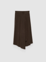 %Pto% Asymmetrical midi knit skirt chocolate front view