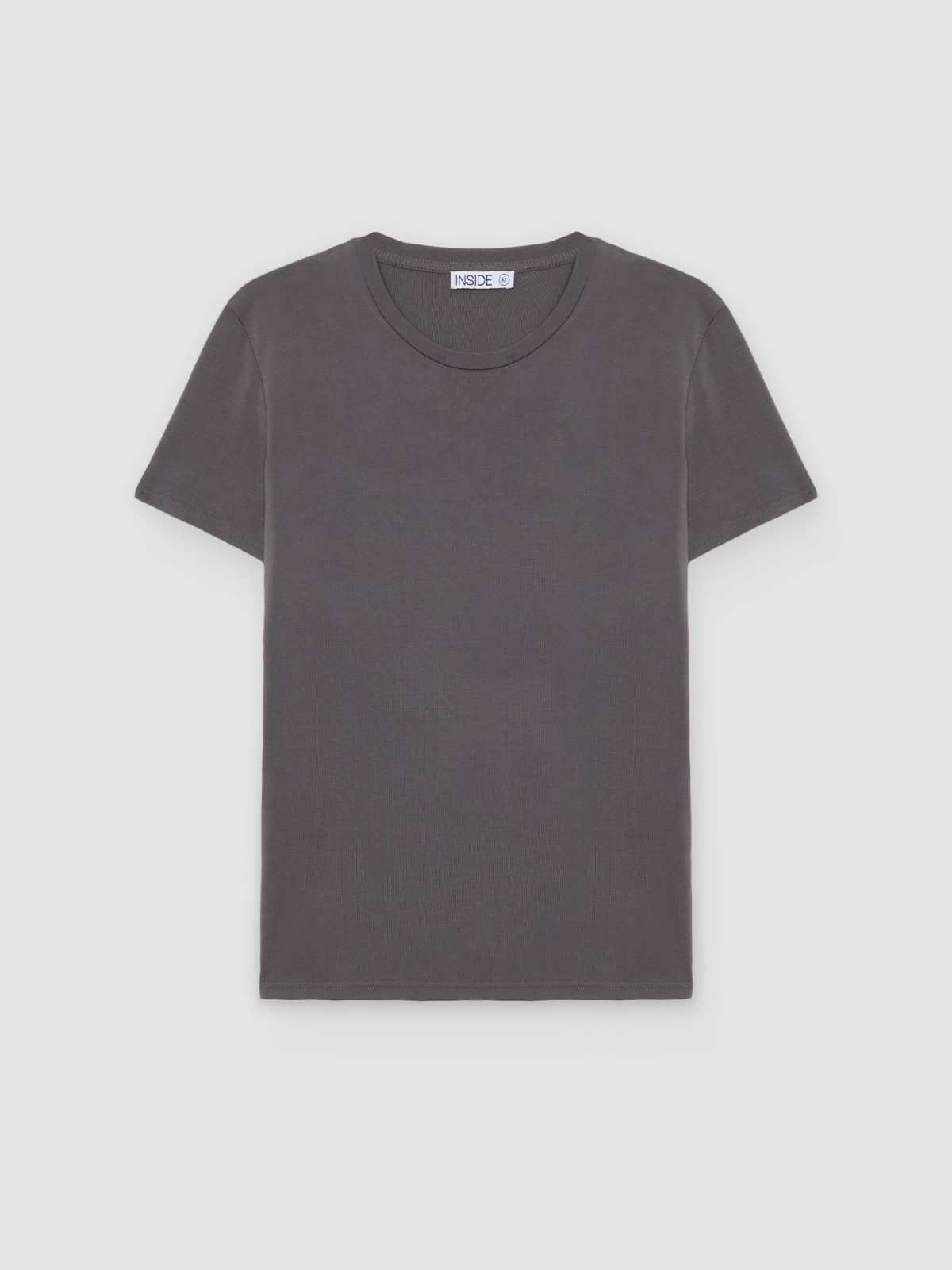 %Pto% Camiseta modal cuello redondo gris oscuro vista frontal