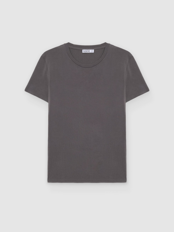  Modal crew neck T-shirt dark grey front view