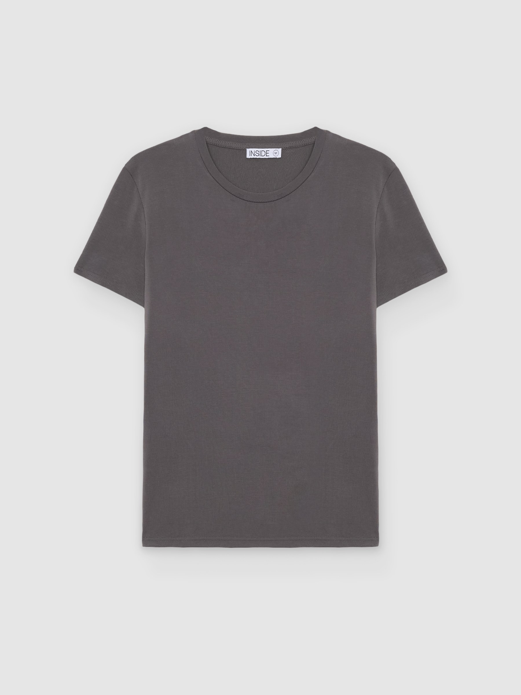 %Pto% Camiseta modal cuello redondo gris oscuro vista frontal