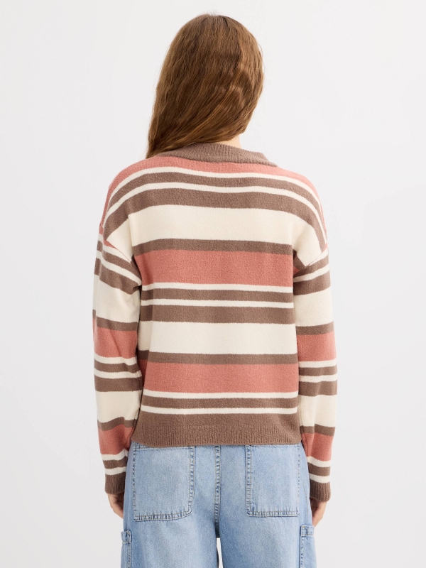 Striped knit sweater multicolor middle back view