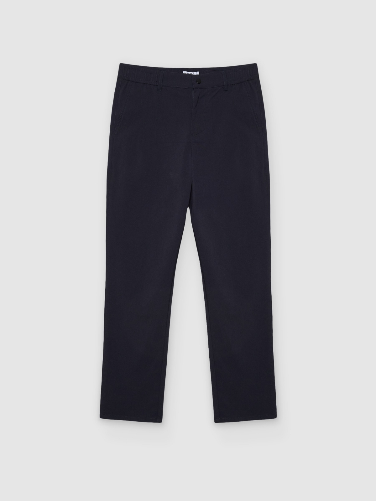 %Pto% Calça chino de cintura alta slim azul marinho vista frontal