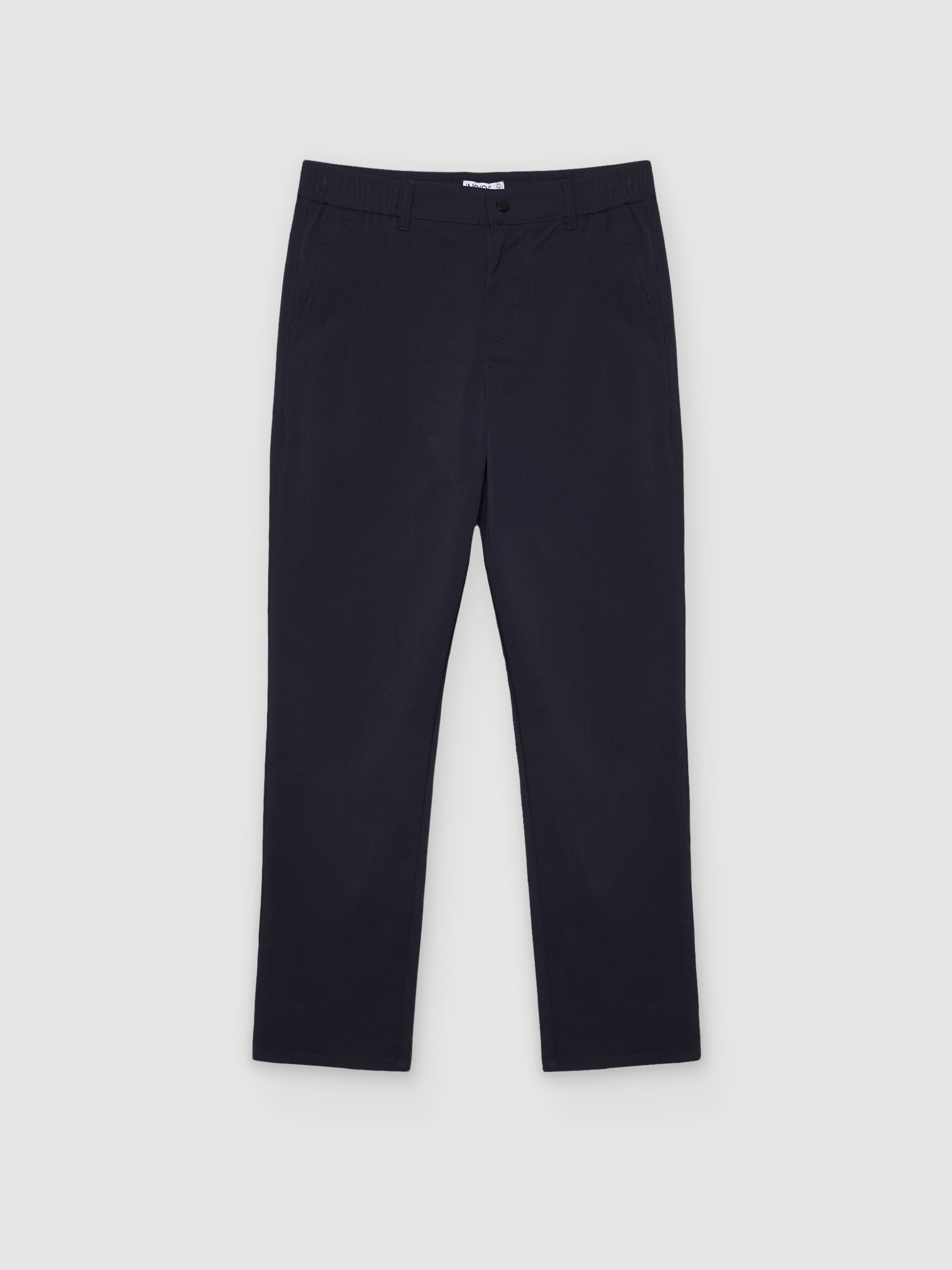  Calça chino de cintura alta slim azul marinho vista frontal