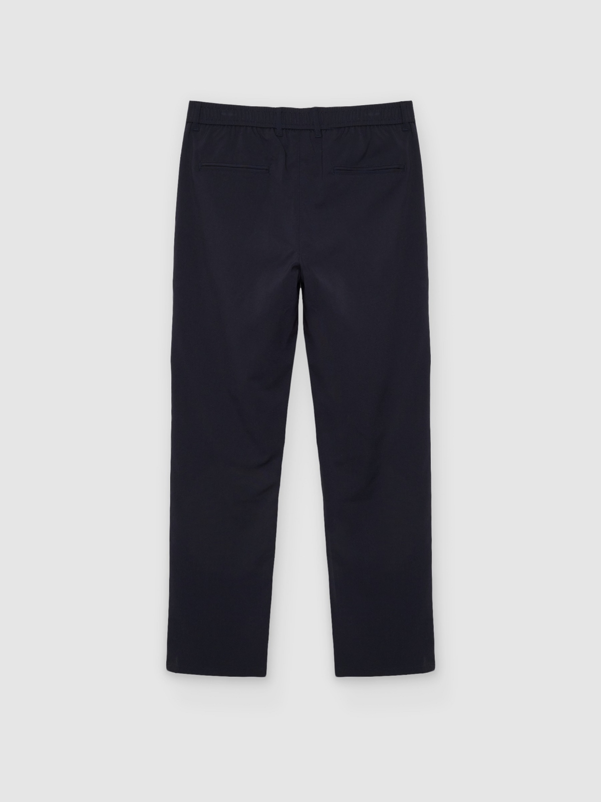 Calça chino de cintura alta slim azul marinho vista traseira