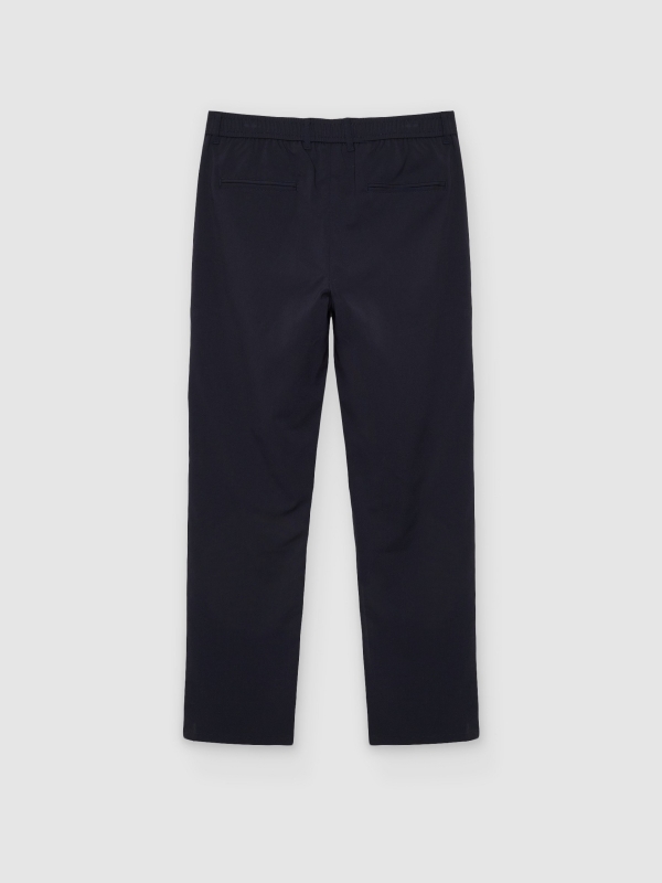 Calça chino de cintura alta slim azul marinho vista traseira