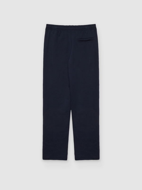 Jogger felpa tiro alto regular azul marinho vista traseira