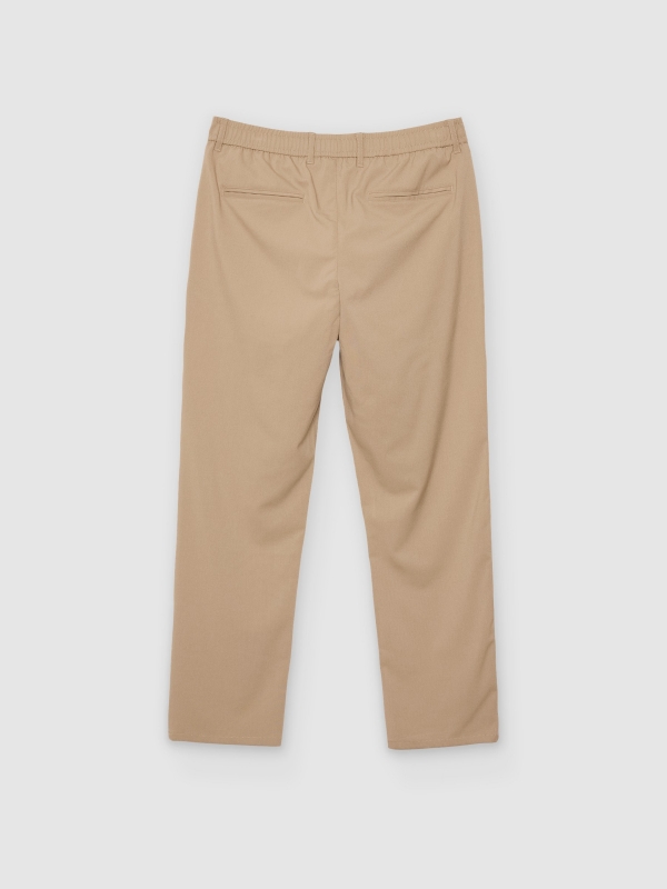 Slim high-waisted chino pants beige back view
